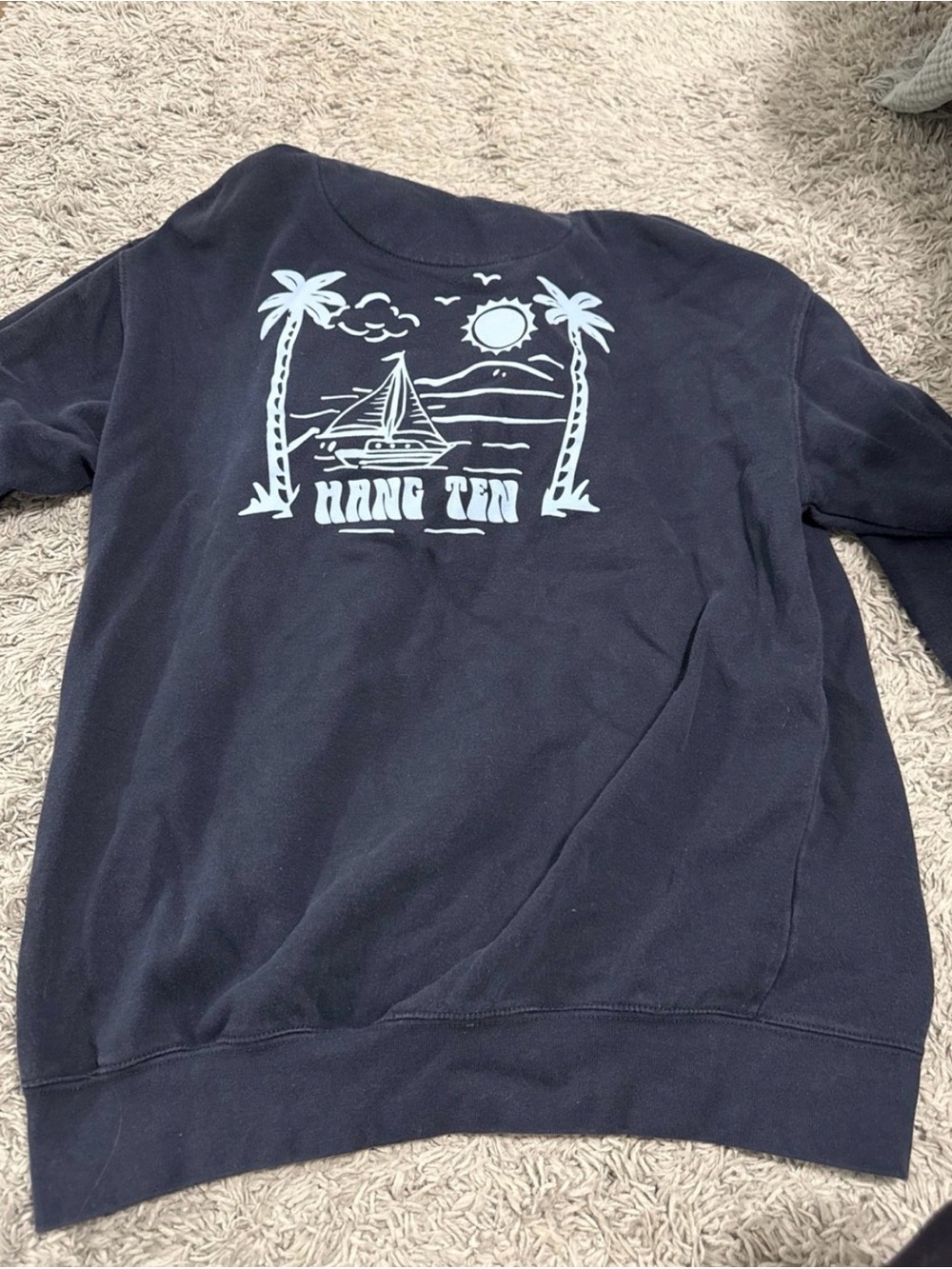 Hang Ten Navy Pullover with Light Aqua Beach Print